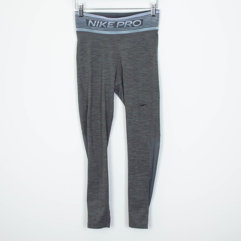 Nike Pro Gray Mesh Running Tights Athletic Womens Size Small
